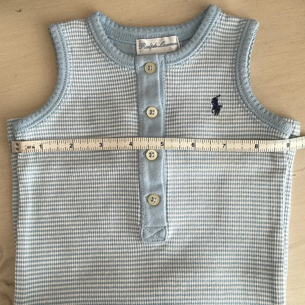 RALPH LAUREN STRIPPED RIBBED COTTON ONE PIECE BODYSUIT